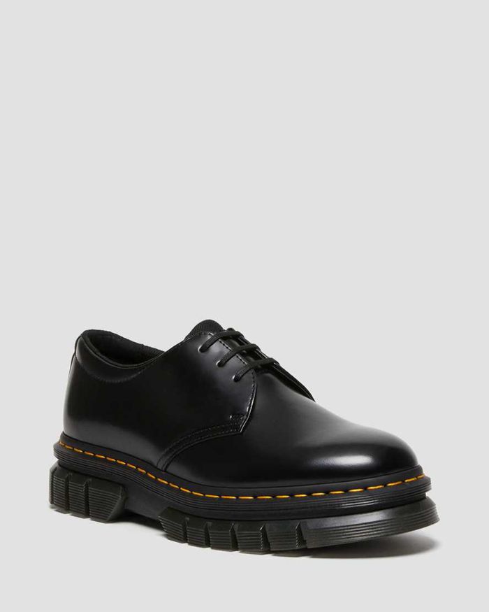 Dr Martens Oxfords Herre Svart Rikard Polished Smooth Læder Platform 8723RVSTP